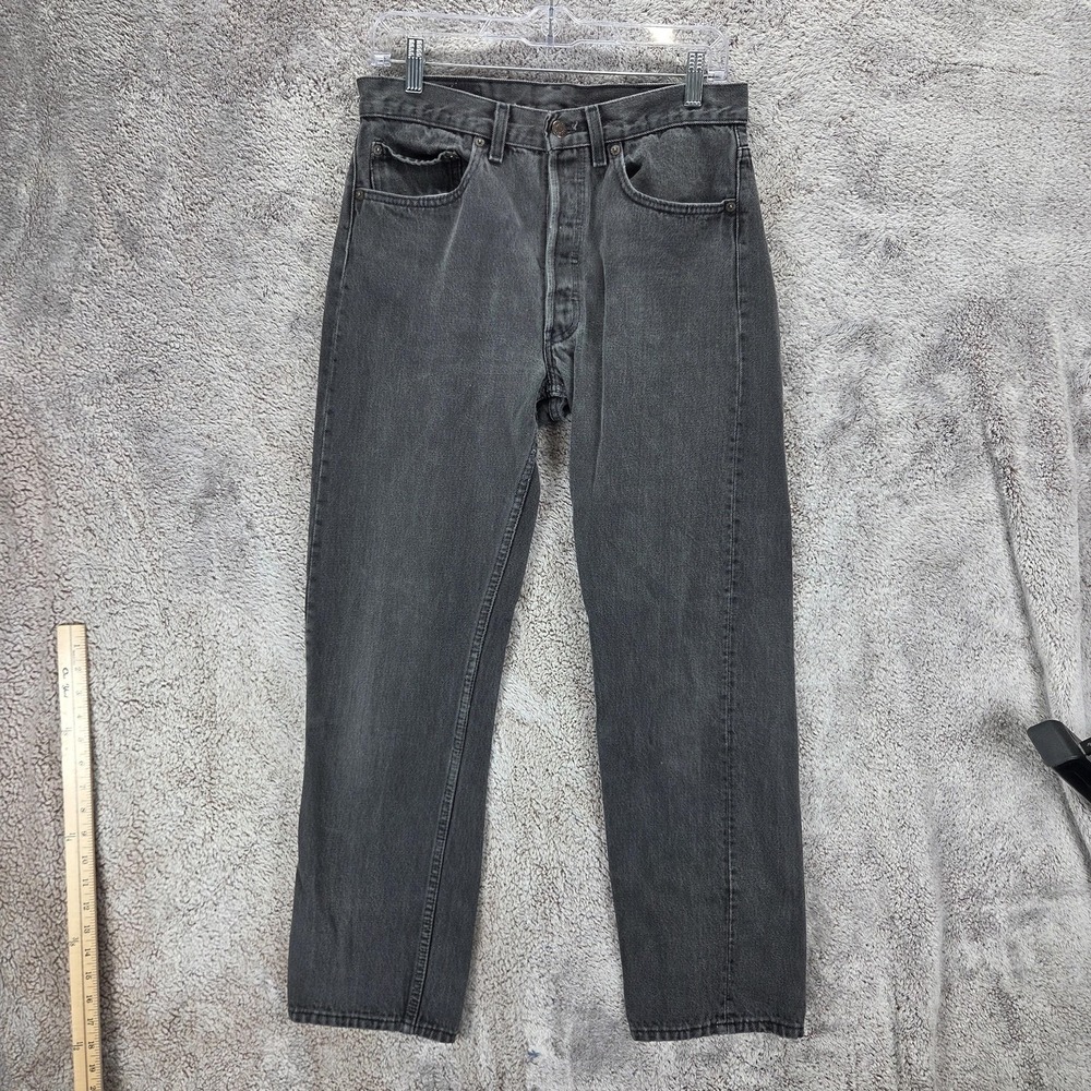 VTG Levis 501 Jeans Mens Black Regular Straight Made USA Button Fly Fits 29x30